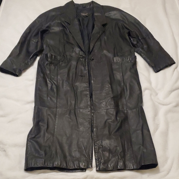 Pelle Jackets & Blazers - Pelle Black 100% Genuine Leather Trench Coat